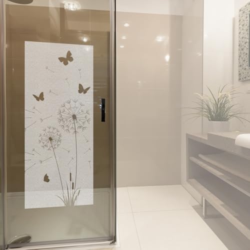 ChicSkin Faux Heavy Ätzeffekt fensterfolie, Anti-Kollisions Löwenzahn sichtschutz Folie, Doppelseitiges Muster statische glasfolie, Folie für glastüren für Wohnzimmer, Schlafzimmer, fensterfolie Bad von ChicSkin