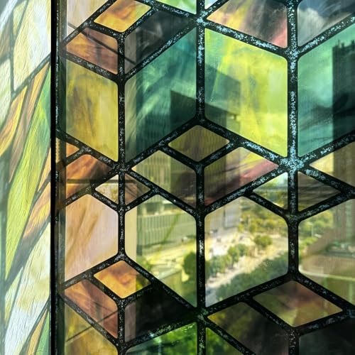 ChicSkin Original handgezeichnet Folie für Fenster geometrisch, Frühling Getreidefeld transparent fensterfolie bunt, statische fensterfolie artdeco, Geeignet für Wohnzimmer, Schlafzimmer 43X300CM von ChicSkin