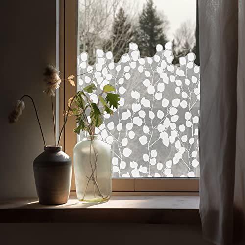 ChicSkin wiederverwendbar fensterfolie blickdicht Eukalyptusblätter fensterfolie sichtschutz fensterfolie milchglas statische fensterfolie Wohnzimmer Schlafzimmer Büro milchglasfolie fensterdekoration von ChicSkin