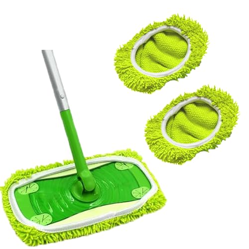 2 Stück Tücher für Swiffer Bodenwischer,Wiederverwendbare Bodenwischer Wischmopp Bezug,25,4x11,5cm,Nachfüllpackungen für Mop Pads, Nass- und Trockengebrauch Universell für Alle Bodenarten - Chenille von ChicSoleil