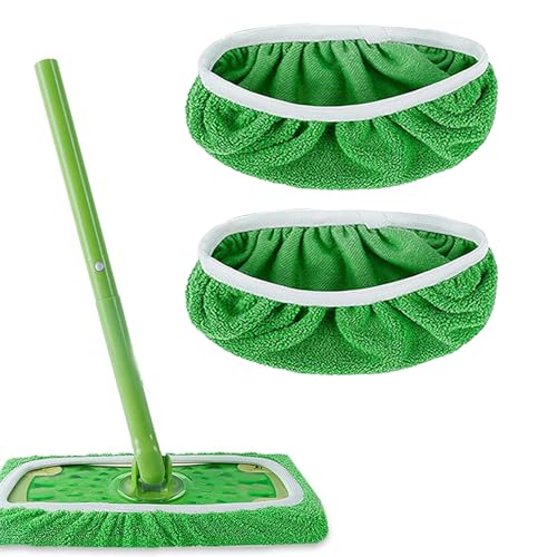 2 Stück Tücher für Swiffer Bodenwischer,Wiederverwendbare Bodenwischer Wischmopp Bezug,25,4x11,5cm,Nachfüllpackungen für Mop Pads, Nass- und Trockengebrauch Universell für Alle Bodenarten - Flanell von ChicSoleil