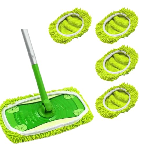 4 Stück Tücher für Swiffer Bodenwischer,Wiederverwendbare Bodenwischer Wischmopp Bezug,25,4x11,5cm,Nachfüllpackungen für Mop Pads, Nass- und Trockengebrauch Universell für Alle Bodenarten - Chenille von ChicSoleil