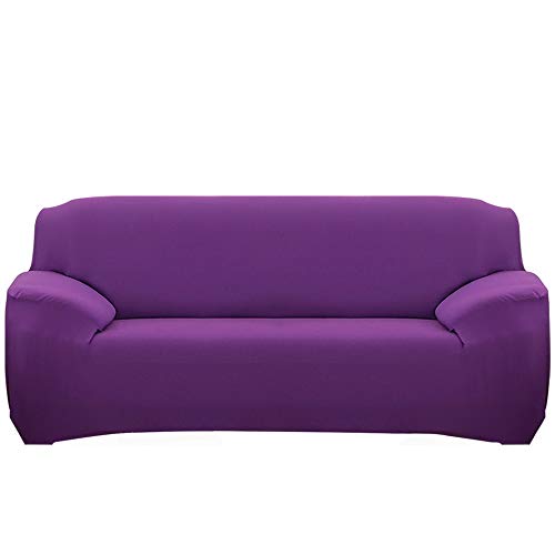 ChicSoleil Elastischer Sofabezug Sofa-Überwürfe 1/2/3/4 Sitzer Sofahusse Spannbezug Bezug Decke für Sofa Couch Sessel mit Armlehne (Violett, 4 Sitzer) von ChicSoleil
