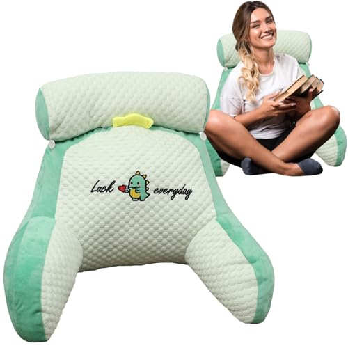 ChicSoleil Reading Pillow, Chill Wave Kissen, Plüsch rückenkissen mit armlehnen, mit Abnehmbarer Nackenrolle & höherem Stützarm - Rückenstütze Beim Lesen oder für Videospiele（Dinosaurier 50 * 70cm） von ChicSoleil