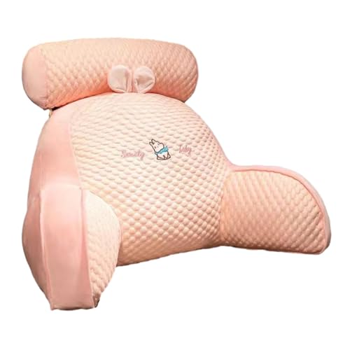 ChicSoleil Reading Pillow, Chill Wave Kissen, Plüsch rückenkissen mit armlehnen, mit Abnehmbarer Nackenrolle & höherem Stützarm - Rückenstütze Beim Lesen oder für Videospiele（Kaninchen 40 * 60cm） von ChicSoleil