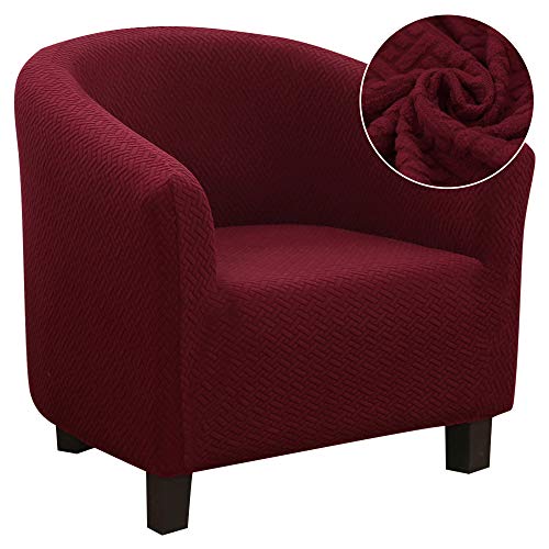 ChicSoleil Sesselschoner Sesselüberwurf Sesselhusse Sesselbezug Jacquard Elastisch Stretch Sofahusse Husse für Clubsessel Loungesessel Cocktailsessel (Weinrot(Twill)) von ChicSoleil