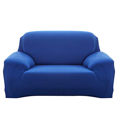 ChicSoleil Sofaüberzug Sofa-Überwürfe Elastischer Sofabezug 1/2/3/4 Sitzer Sofahusse Spannbezug Bezug Decke für Sofa Couch Sessel mit Armlehne (See blau, 2 Sitzer) von ChicSoleil