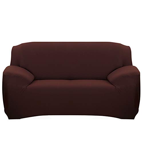 ChicSoleil Elastischer Sofabezug Sofa-Überwürfe 1/2/3/4 Sitzer Sofahusse Spannbezug Bezug Decke für Sofa Couch Sessel mit Armlehne (Kaffee, 3 Sitzer) von ChicSoleil
