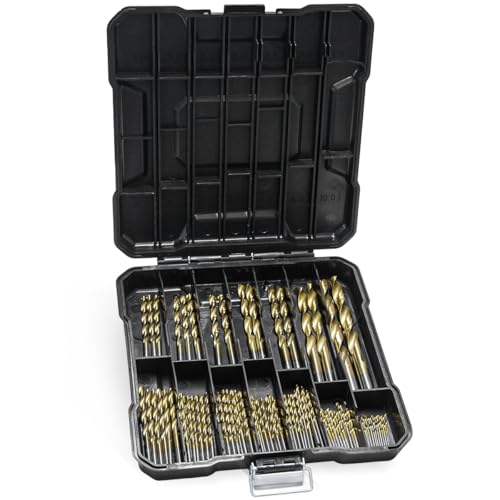 99 Stück Titanium Drill Bit Set: Bohrer Bit Set mit Spiralbohrer Metallbohrer Set Professional Bohrer Set von 1.5mm bis 10mm - Titanium Bohrer für Holz Guss Aluminiumlegierung Kunststoff 99 Stück Titanium Drill Bit Set: Bohrer Bit Set mit Spiralbohrer Metallbohrer Set Professional Bohrer Set von 1.5mm bis 10mm - Titanium Bohrer für Holz Guss Aluminiumlegierung Kunststoff von ChicSolis