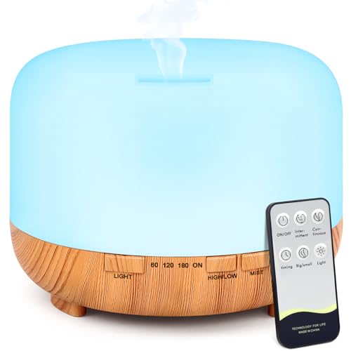 Aroma Diffuser Ultraschall Luftbefeuchter mit Fernbedienung: 500ml Diffuser für Ätherische Öle Aromatherapie Diffuser Aromatherapie Luftbefeuchter für Büro Wohnzimmer Schlafzimmer Büro Yoga Spa (Gelb) von ChicSolis