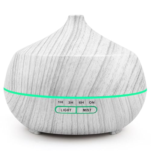 Aroma Diffuser für Ätherische Öle Luftbefeuchter: 400ml Diffuser Ätherische Öle Aromatherapie Öle Diffusor Holzmaserung Diffusor Ultraschall Duft Diffuser für Schlafzimmer Wohnung Büro Yoga (Weiß) von ChicSolis