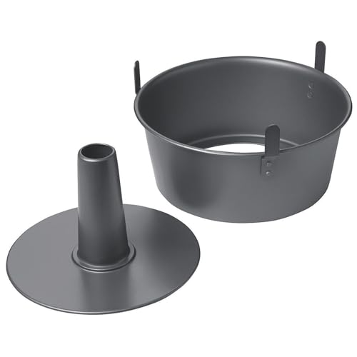 Chicago Metallic 16184 Piece 9.5-Inch Cake Pan with Feet Professional Angel Food Kuchenform mit Füßen, 2-teilig, 24 cm, Legierter Stahl, Silber von Chicago Metallic
