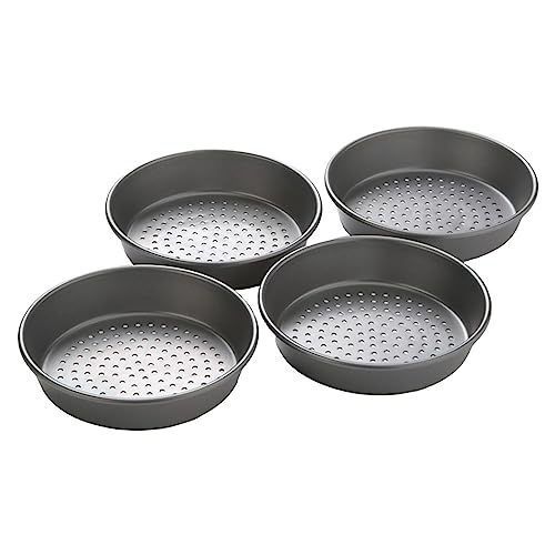 Chicago Metallic Pizza-Pfannen-Set, tiefe Form, 17,8 cm, persönliche Größe, robuster Karbonstahl mit perforiertem Boden für knusprige Kruste, perfekt für Familien-Pizza-Nacht von Chicago Metallic