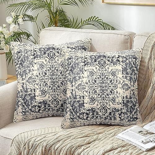 2er Set Kissenbezüge Dekokissen Doppelseitig Boho Kissenbezug Leinen Böhmischer Retro Ethno Dekorative Kissenhülle Zierkissenbezüge für Sofa Schlafzimmer Wohnzimmer Zuhause Dekoration 45 x 45 cm von Chicamy