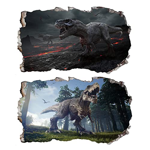 Chicbanners 2pcs Wandtattoo mit Dinosaurier-Motiv, 3D-Tyrannosaurus Rex T Rex V001, selbstklebend, Größe L 1000 mm breit x 600 mm tief von Chicbanners