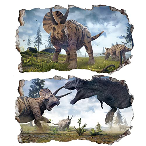 Chicbanners 2pcs Dinosaurier 3D V004 Magisches Fenster-Wandaufkleber, selbstklebend, Größe 1000 mm breit x 600 mm tief (groß) von Chicbanners