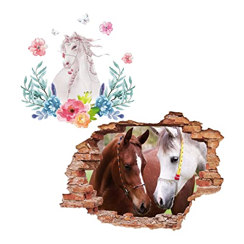 2Pcs Pferd Horse Schwarz Weiss Wandtattoo 3D Effekt XXL Wanddurchbruch Fenster Wandaufkleber für Junge Mädchen Kinderzimmer 800mm x 580mm 2Pcs Pferd Horse Schwarz Weiss Wandtattoo 3D Effekt XXL Wanddurchbruch Fenster Wandaufkleber für Junge Mädchen Kinderzimmer 800mm x 580mm von Chicbanners