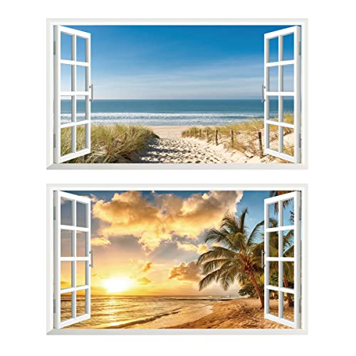 2Pcs Wandtattoo Meer Strand Beach Natur Landschaft 3D Effekt XXL Wandaufkleber Fenster Selbstklebend Wandsticker für Junge Mädchen Kinderzimmer Groß 1000mmx600mm V02 2Pcs Wandtattoo Meer Strand Beach Natur Landschaft 3D Effekt XXL Wandaufkleber Fenster Selbstklebend Wandsticker für Junge Mädchen Kinderzimmer Groß 1000mmx600mm V02 von Chicbanners