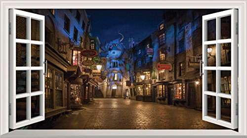 Chicbanners Harry Potter V0101 Wandtattoo, Motiv Diagon Alley 3D Magisches Fenster, selbstklebend, Größe 1000 mm breit x 600 mm tief (groß) von Chicbanners