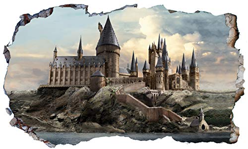 Chicbanners Harry Potter Hogwarts Castle 3D Magic Window V600 Wandtattoo, selbstklebend, Größe 1000 mm breit x 600 mm tief (groß) von Chicbanners