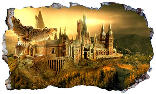 Chicbanners Harry Potter Hogwarts Castle Hedwig Owl 3D Magic Window V668 Wandaufkleber, selbstklebend, Größe 1000 mm breit x 600 mm tief (groß) von Chicbanners