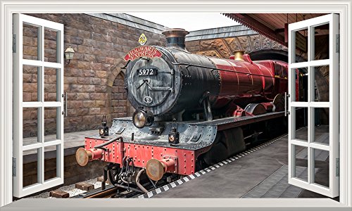 Harry Potter Hogwarts Express 3D Magic Window V901 Wandaufkleber, selbstklebend, Größe 1000 mm breit x 600 mm tief (groß) von Chicbanners