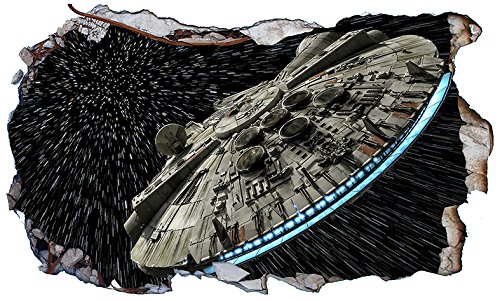 Chicbanners Star Wars Millenium Falcon V841 Magischer Fenster-/Wandaufkleber, selbstklebendes Poster, Maße 100 cm breit x 60 cm hoch, Größe L von Chicbanners