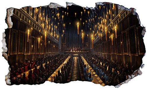 Chicbanners V2 Wandtattoo V2 Harry Potter Hogwarts, Hauptspeisesaal, 3D-Fenster V333, selbstklebendes Poster, Größe 1000 mm breit x 600 mm tief (groß) von Chicbanners
