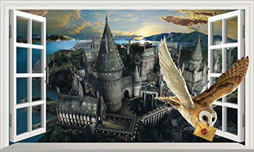 Chicbanners V444 Wandaufkleber, Motiv Harry Potter Hogwarts Castle Hedwig Eule, selbstklebend, Größe 1000 mm breit x 600 mm tief von Chicbanners