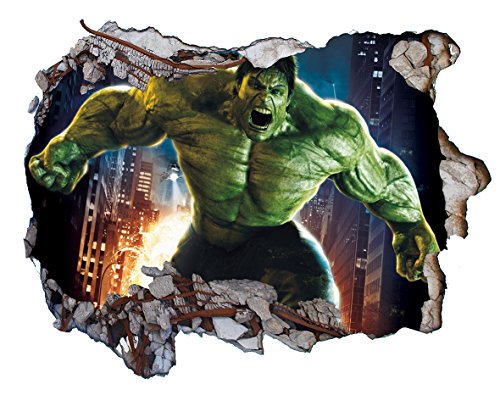 Chicbanners V0403 Wandtattoo, Motiv Marvel The Incredible Hulk, 3D-Wandsticker, selbstklebend, Größe 1000 mm breit x 600 mm tief von Chicbanners