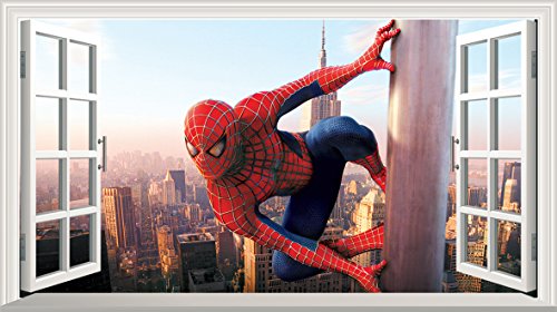 Chicbanners Spiderman V006 Magic Window Wandtattoo, selbstklebend, Größe 1000 mm breit x 600 mm tief (groß) von Chicbanners