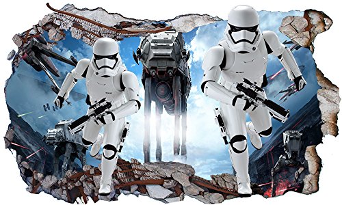 Star Wars At Attack V401 Magic Window Wall Smash 3D-Wandaufkleber, selbstklebendes Poster, Wandkunst, Größe 1000 mm breit x 600 mm tief (groß) von Chicbanners