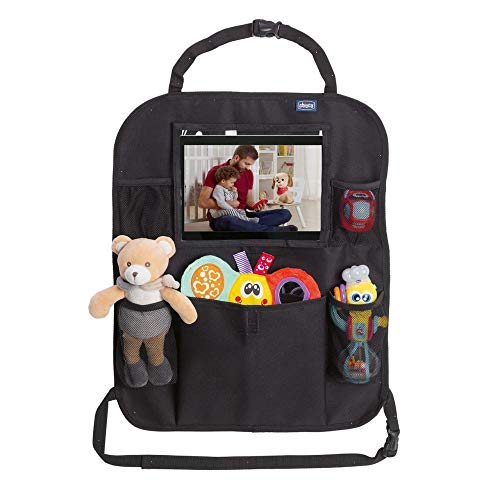 Chicco Autositz-Organizer, iPad-Halter mit transparenter Tasche, Schutz für den hinteren Autositz, Auto-Organizer, wasserdicht, schmutzabweisend, Multi-Pocket-Zubehör für Kinder, schwarz von Chicco