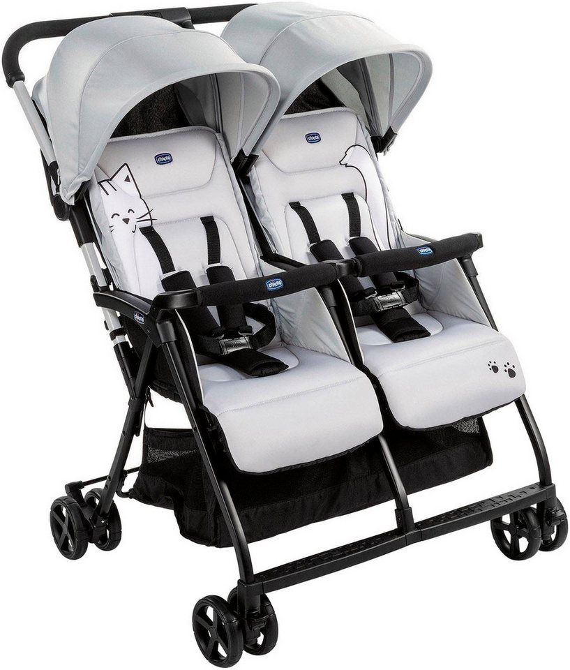 Chicco Zwillingsbuggy OHlalà Twin, Silver Cat, Zwillingskinderwagen von Chicco