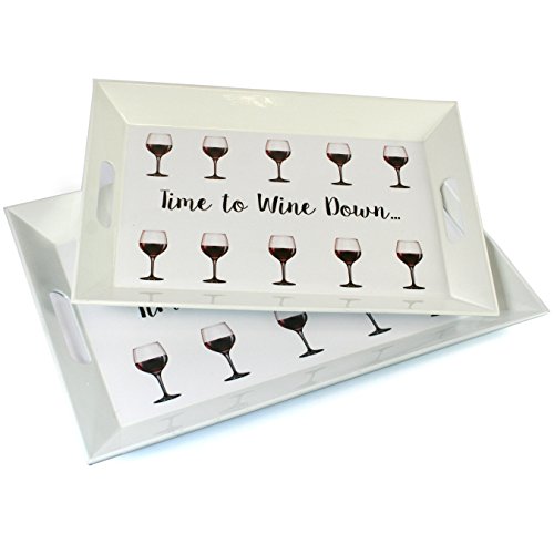 Time to Wine Down Tablett aus Melamin Large Time to Wine Down Tablett aus Melamin Large von Chichi Gifts