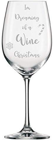 Weinglas mit Schneeflocke und Zuckerstange "I'm Dreaming of a Wine Christmas" von Chichi Gifts