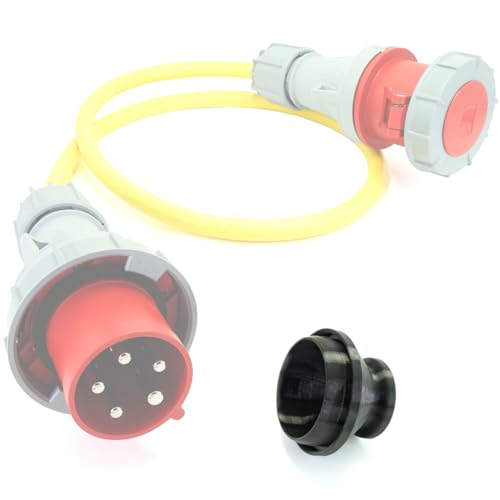 Abdeckung für Dose Starkstrom, schnelle sichere Handhabung, Drehstrom Stecker Schutz, Werkstatt Schutz Spritzwasser Spänen Schmutz Staub (1, Schwarz, Stecker Starkstrom 5-Pol 63A) von Chicken Cooper