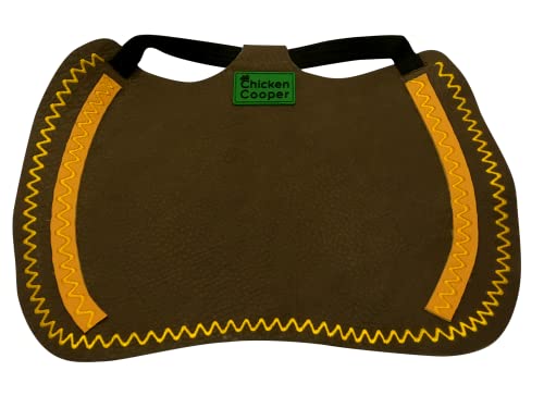 Chicken Cooper Hühnersattel, Hühnerweste, Federschutz, Geflügel Rückenschutz, Echtleder Handgemacht (1, Braunfarben Wellennaht Gelb, XL) von Chicken Cooper