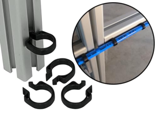 Clips zur Kabel Befestigung an Konstruktionsprofil Schnelle Befestingung mit Push-Click Funktion Schelle Halter Kabelclip für Aluprofile (I-Typ Nut 5, Innendurchmesser 12mm, Schwarz, 25, Anzahl) von Chicken Cooper