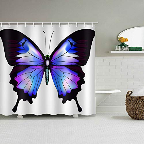Chickw1 Duschvorhang Wasserdicht Antischimmel, Duschvorhänge Polyester Waschbar Bad Vorhang mit 12 Duschvorhangringe - 3D Schmetterling Motiv Badewanne Vorhang (Schwarzer Schmetterling,200x240cm) von Chickwin-Shop