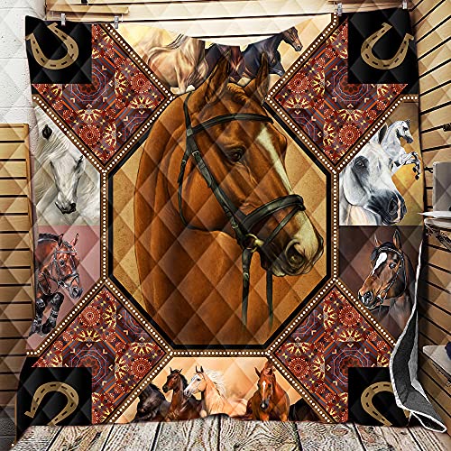 Chickw1 Tagesdecke Bettüberwurf Gesteppt, 3D Pferd Tagesdecke Schlafzimmer Mikrofaser Steppdecke Decke Überwurf Wohnzimmer Sofaüberwurf für Einzelbett Doppelbett (Exotisches Pferd,150x200cm) von Chickwin-Shop