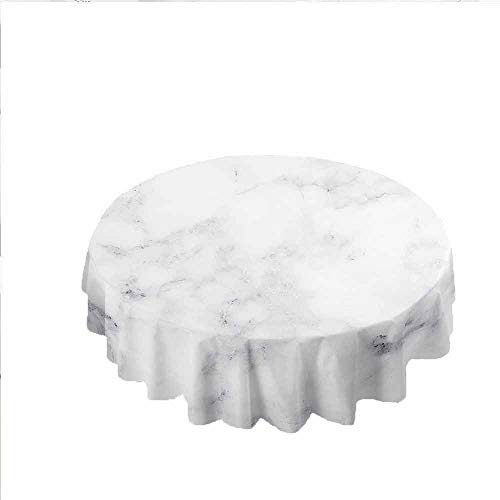 Chickw1 Tischdecke Runde Wasserdicht Abwaschbar Marmormuster Bedruckte Tischschoner Fleckschutz, Tischtuch aus Polyester für Küche, Esszimmer, Garten oder Camping (Weißer Marmor 2,120cm) von Chickwin-Shop