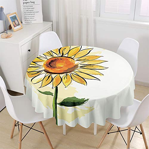 Chickw1 Wasserdicht Tischdecke Runde Abwaschbar, 3D Sonnenblume Bedruckte Tischdecken,Tischtuch aus Polyester, Tischdekoration Benutzt für Küche, Esszimmer, Garten (Nordischer Stil,100cm) von Chickwin-Shop