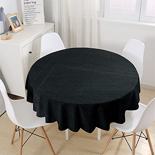 Chickw1 Wasserdicht Tischdecke Runde Abwaschbar, Modern Einfarbig Tischdecken,Tischtuch aus Polyester, Tischdekoration Benutzt für Küche, Esszimmer, Garten (Schwarz,120cm) von Chickwin-Shop