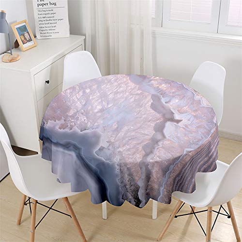 Chickw1 Wasserdicht Tischdecke Runde Abwaschbar, Moderner Marmor Bedruckte Tischdecken,Tischtuch aus Polyester, Tischdekoration Benutzt für Küche, Esszimmer, Garten (Lila,120cm) von Chickwin-Shop