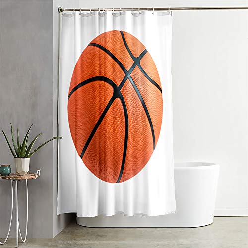 Chickwin Duschvorhang Wasserdicht Antischimmel, Duschvorhänge Polyester Waschbar Bad Vorhang mit 12 Duschvorhangringe - Ball Muster 3D Motiv Badewanne Vorhang (Basketball 3,130x180cm) von Chickwin-Shop