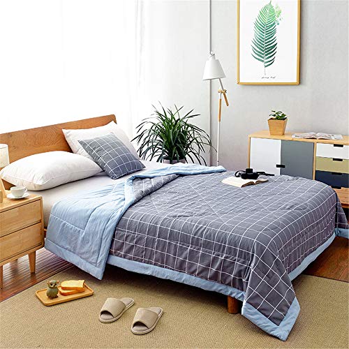 Chickwin Plaid Gingham Tagesdecke Bettüberwurf Gesteppt, Mikrofaser Tagesdecke Schlafzimmer Steppdecke Decke Überwurf Wohnzimmer Sofaüberwurf für Einzelbett Doppelbett (150x200cm,Grau Blau) von Chickwin-Shop