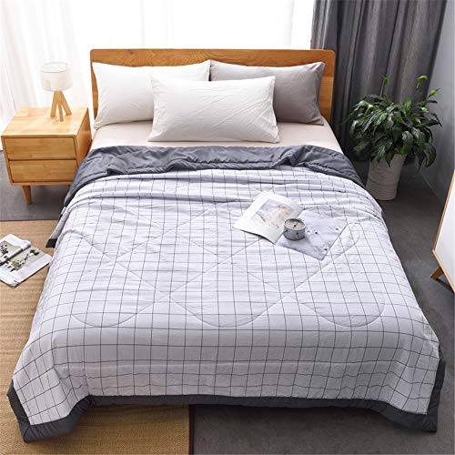 Chickwin Plaid Tagesdecke Bettüberwurf Gesteppt, Mikrofaser Tagesdecke Schlafzimmer Steppdecke Decke Überwurf Wohnzimmer Sofaüberwurf für Einzelbett Doppelbett (150x200cm,weiß grau) von Chickwin-Shop