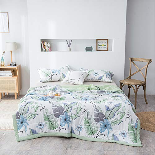 Chickwin Tagesdecke Bettüberwurf Gesteppt, Blumen Thema Mikrofaser Tagesdecke Schlafzimmer Steppdecke Decke Überwurf Wohnzimmer Sofaüberwurf für Einzelbett Doppelbett (Bananenblatt,220x240cm) von Chickwin-Shop