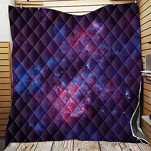 Chickwin Tagesdecke Bettüberwurf Gesteppt, Mikrofaser Galaxis Drucken Tagesdecke Schlafzimmer Steppdecke Decke Überwurf Wohnzimmer Sofaüberwurf für Einzelbett Doppelbett (180x200cm,Blau Lila) von Chickwin-Shop